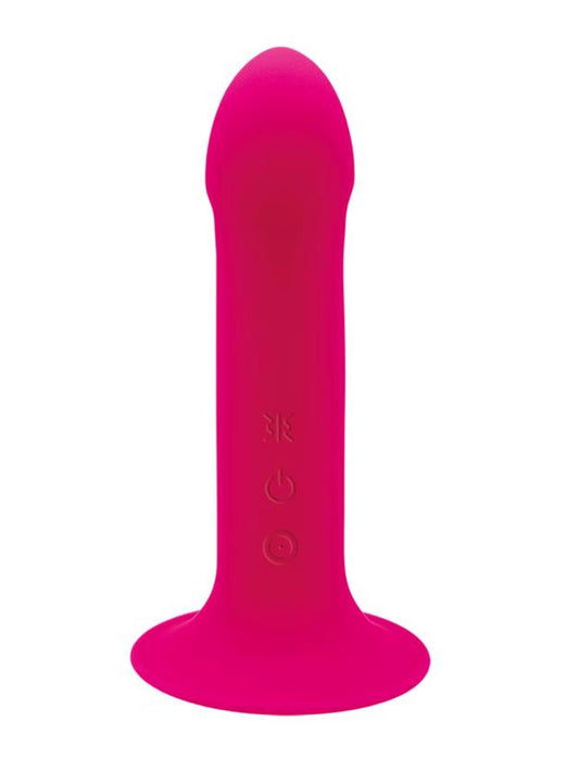 Adrien Lastic Hitsens 2 Vibe Dildo without its packaging that shows how it looks and that its color is pink.