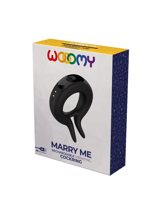 Wooomy Marry Me Rechargeable Vibrating Ring - Black