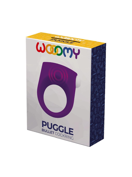 Wooomy Puggle Vibrating Ring with Bullet - Purple