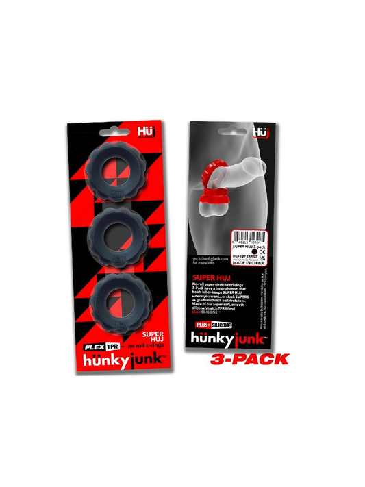 Hunkyjunk Super C-Ring 3-Pack - Tar Ice