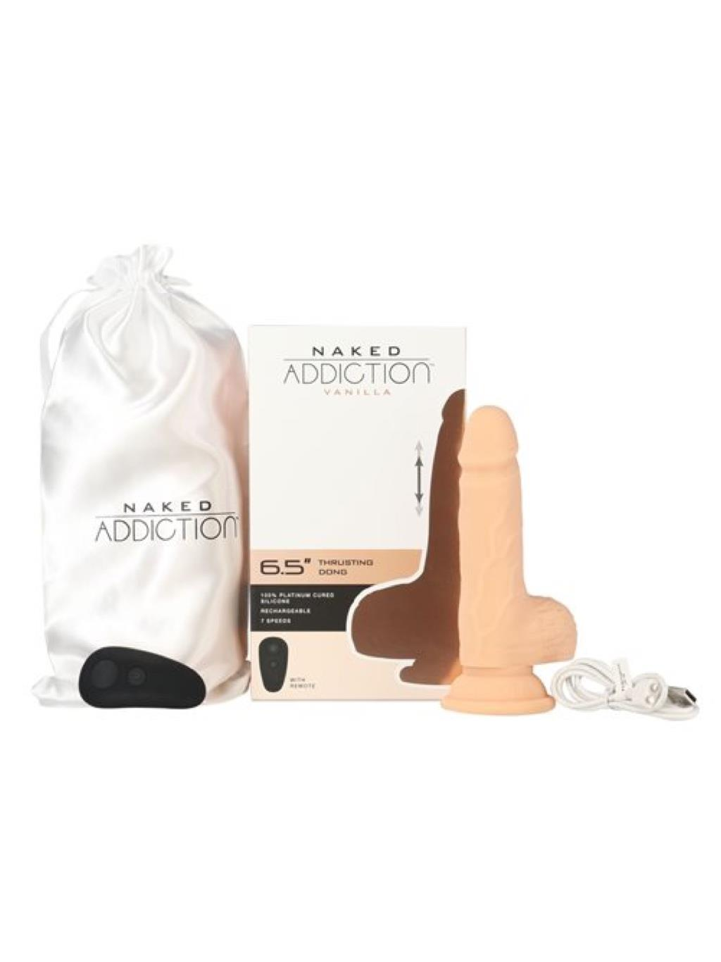 Swan Naked Addiction 6.5 Inch Silicone Thrusting Vibrating - Vanilla