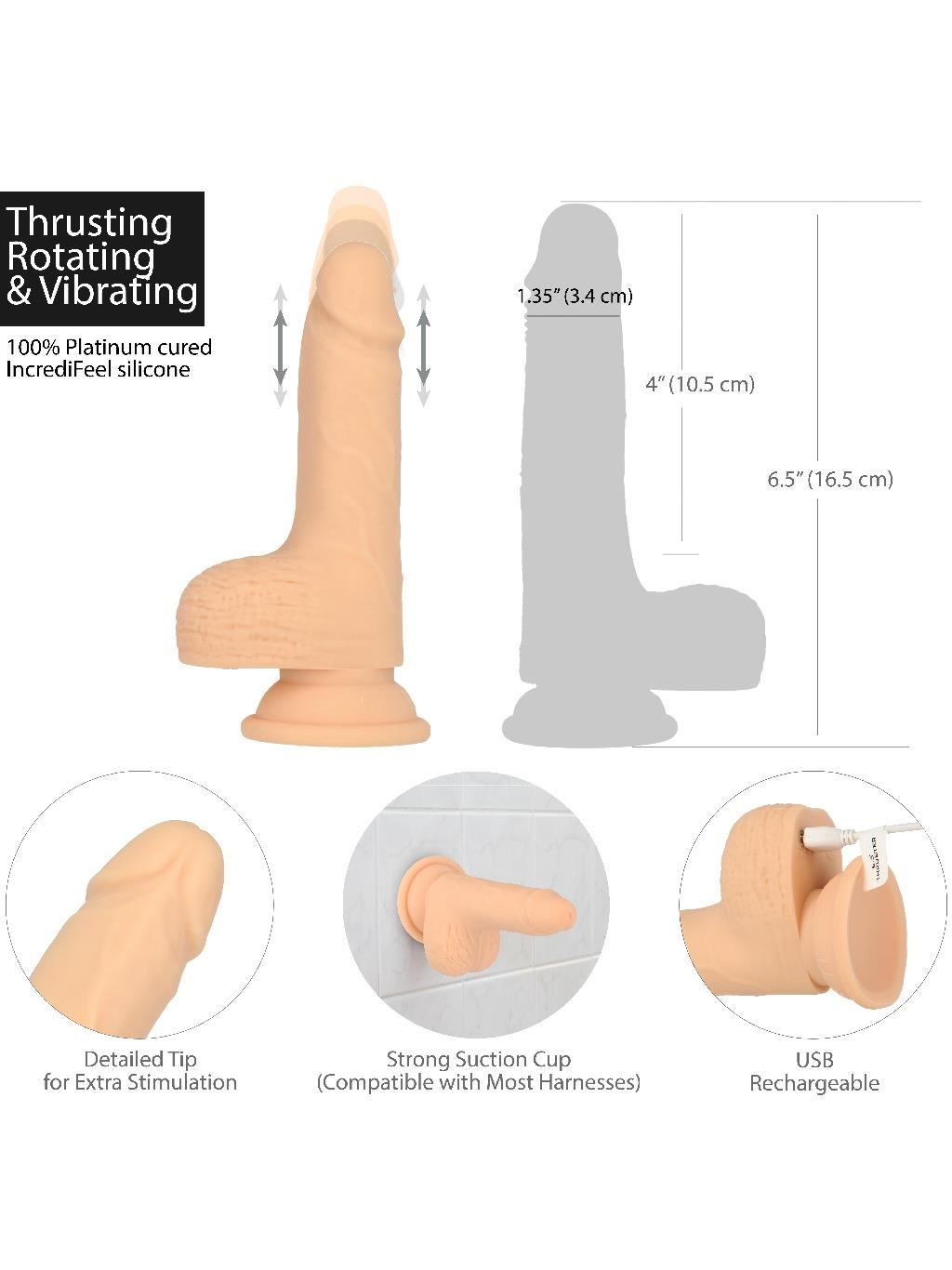 Swan Naked Addiction 6.5 Inch Silicone Thrusting Vibrating - Vanilla